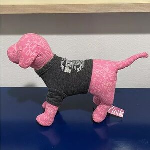Victorias Secret Pink Plush Dog Tag Stuffed Animal Love Gray Sweatshirt 6" Toy